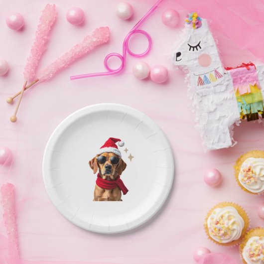 Funny Boxer Dog Christmas Lights Xmas Outfit Pajam Pappteller (Party)