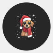 Funny Boxer Dog Christmas Lights Xmas Outfit Pajam Runder Aufkleber (Vorderseite)