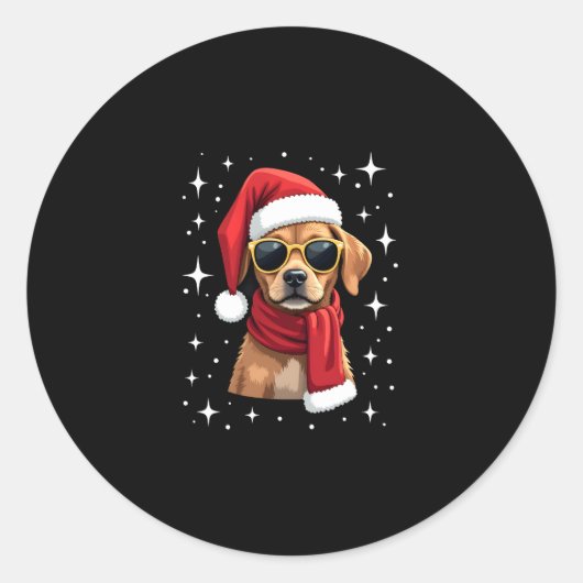 Funny Boxer Dog Christmas Lights Xmas Outfit Pajam Runder Aufkleber (Vorderseite)