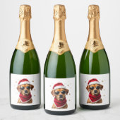 Funny Boxer Dog Christmas Lights Xmas Outfit Pajam Schaumweinetikett (Flaschen)