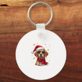Funny Boxer Dog Christmas Lights Xmas Outfit Pajam Schlüsselanhänger (Vorderseite)