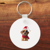 Funny Boxer Dog Christmas Lights Xmas Outfit Pajam Schlüsselanhänger (Vorderseite)