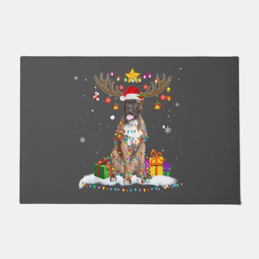 Funny Boxer Dog Christmas Tee Reindeer Christmas Fußmatte (Vorderseite)