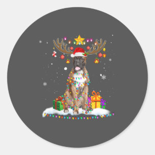 Funny Boxer Dog Christmas Tee Reindeer Christmas Runder Aufkleber