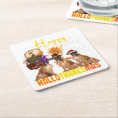 Funny Boxer Dog Happy Hallothanksmas Pet Owner Rechteckiger Pappuntersetzer (angewinkelt)