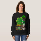 Funny Boxer Dog Kleeblatt Irish Saint St Patrick D Sweatshirt (Vorne ganz)