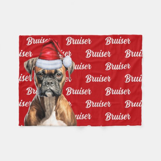 Funny Boxer Dog Name Gemustert Weihnachten Fleecedecke (Vorderseite (Horizontal))