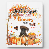 Funny Boxer Dog Pilgrim Hat Fall glücklich Thanksg Fotoplatte (Vorderseite)