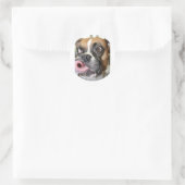 Funny Boxer Dog Runder Aufkleber (Tasche)