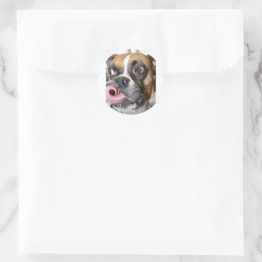 Funny Boxer Dog Runder Aufkleber (Tasche)
