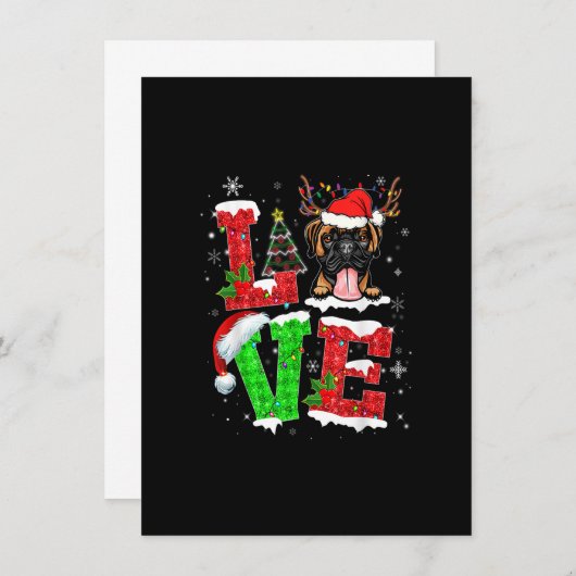 Funny Boxer Dog Tree Weihnachtslicht Weihnachten W Einladung (Vorne/Hinten)