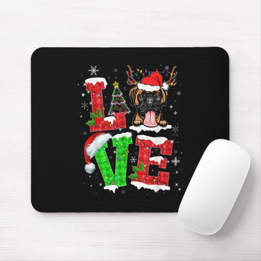 Funny Boxer Dog Tree Weihnachtslicht Weihnachten W Mousepad (Mit Mouse)