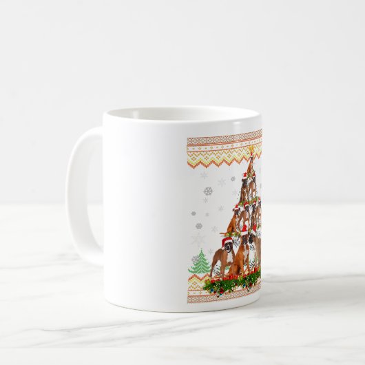 Funny Boxer Dog Weihnachtsbaum Weihnachtsmannmütze Kaffeetasse (Vorderseite Links)