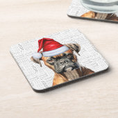 Funny Boxer Dog Woof Word Art Holiday Getränkeuntersetzer (Linke Seite)