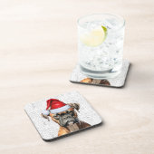 Funny Boxer Dog Woof Word Art Holiday Getränkeuntersetzer (Rechte Seite)