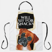 Funny Boxer Hund für Snacks Aquarellkunst Schürze (Vorderseite)