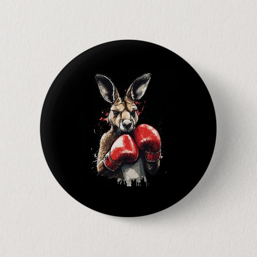 Funny Boxer Kangaroo mit Boxhandschuhen Kämpfen K Button (Vorderseite)