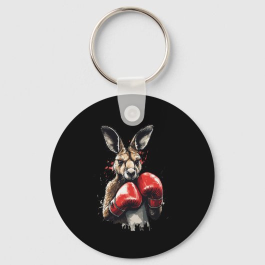 Funny Boxer Kangaroo mit Boxhandschuhen Kämpfen K Schlüsselanhänger (Vorderseite)