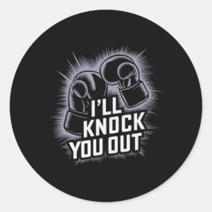 Funny Boxer klopfen Sie aus Boxhandschuhen ich wei Runder Aufkleber