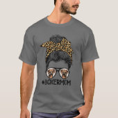 Funny Boxer Mama Leopard Messy Bun Boxer Lover Mot T-Shirt (Vorderseite)