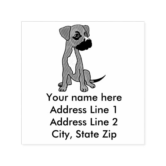 Funny Boxer Mix Puppy Self Inking Address Briefmar Permastempel (Design)