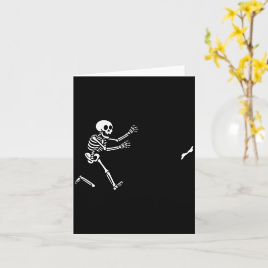 Funny Boxer Running Skeleton Halloween Karte (Gelbe Blume)