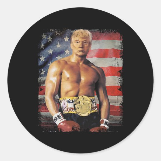 Funny Boxer Trump Trump Rocky Meme Runder Aufkleber (Vorderseite)