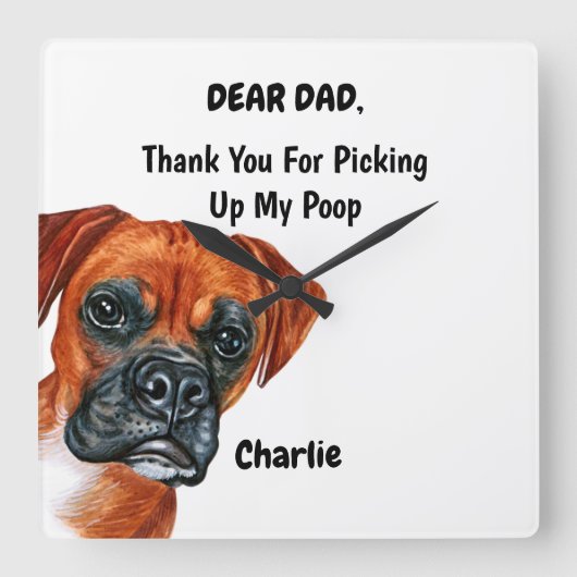 Funny Boxer Vater Frische Pasta machen Quadratische Wanduhr (Vorderseite)