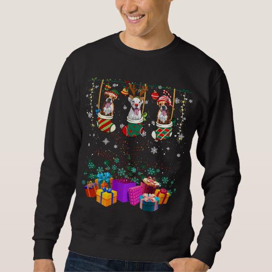 Funny Boxer Weihnachtslicht Weihnachten Weihnachte Sweatshirt (Vorderseite)