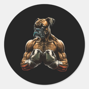 Funny Boxing Boxer Dog Geschenke für Männer Jungen Runder Aufkleber
