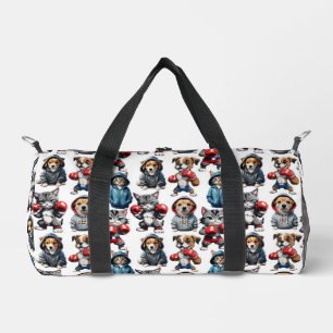 Funny Boxing Cat Dog Design Duffle Bag