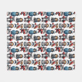 Funny Boxing Cat Dog Design Fleecedecke (Vorderseite (Horizontal))