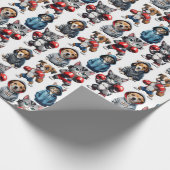 Funny Boxing Cat Dog Design Geschenkpapier (Ecke)