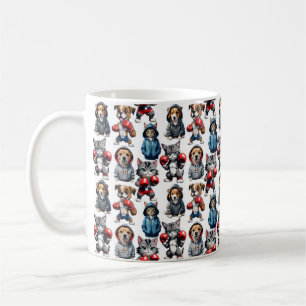 Funny Boxing Cat Dog Design Kaffeetasse