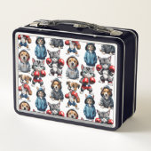 Funny Boxing Cat Dog Design Metall Brotdose (Rückseite)