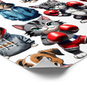 Funny Boxing Cat Dog Design Poster (Ecke)