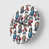 Funny Boxing Cat Dog Design Runde Wanduhr (Winkel)