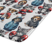Funny Boxing Cat Dog Design Schneidebrett (Ecke)