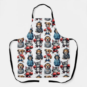 Funny Boxing Cat Dog Design Schürze