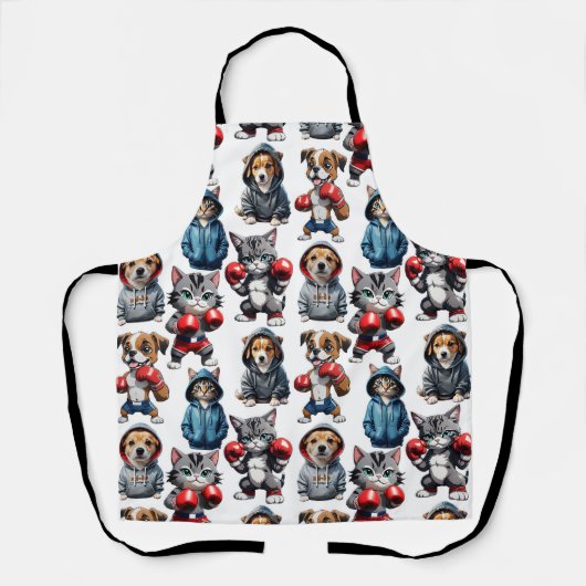 Funny Boxing Cat Dog Design Schürze (Vorderseite)