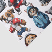 Funny Boxing Cat Dog Design Seidenpapier (Detail)