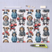 Funny Boxing Cat Dog Design Seidenpapier (Handwerk)
