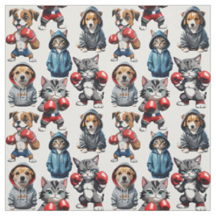 Funny Boxing Cat Dog Design Stoff