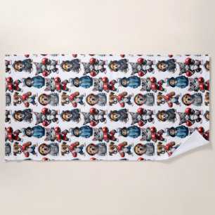 Funny Boxing Cat Dog Design Strandtuch