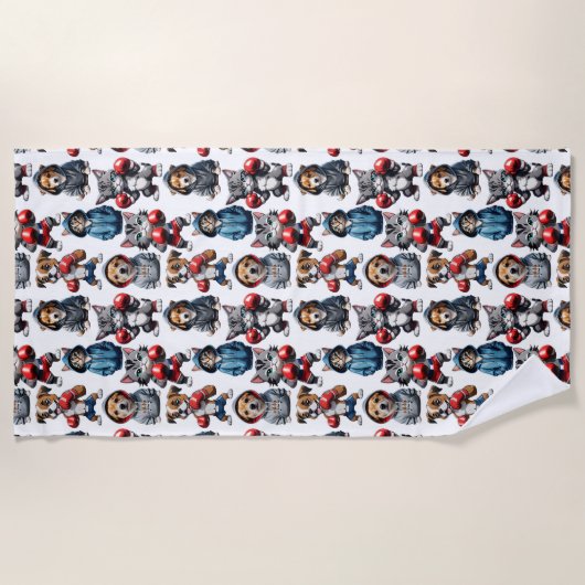 Funny Boxing Cat Dog Design Strandtuch (Vorderseite)
