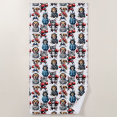 Funny Boxing Cat Dog Design Strandtuch (Vorderseite)