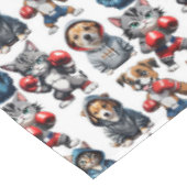 Funny Boxing Cat Dog Design Tischdecke (Schrägansicht)