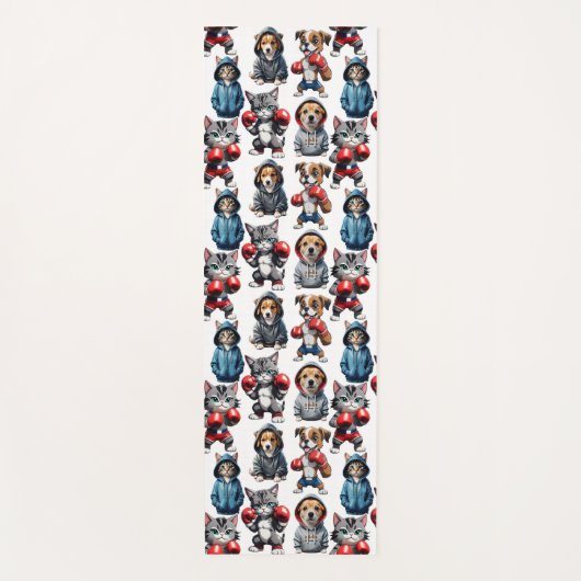 Funny Boxing Cat Dog Design Yogamatte (Vorderseite)