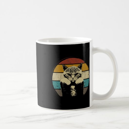 Funny Boxing Chat Vintag mit Boxhandschuhen Retro Kaffeetasse (Rechts)