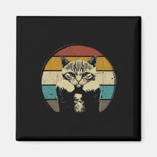Funny Boxing Chat Vintag mit Boxhandschuhen Retro Magnet